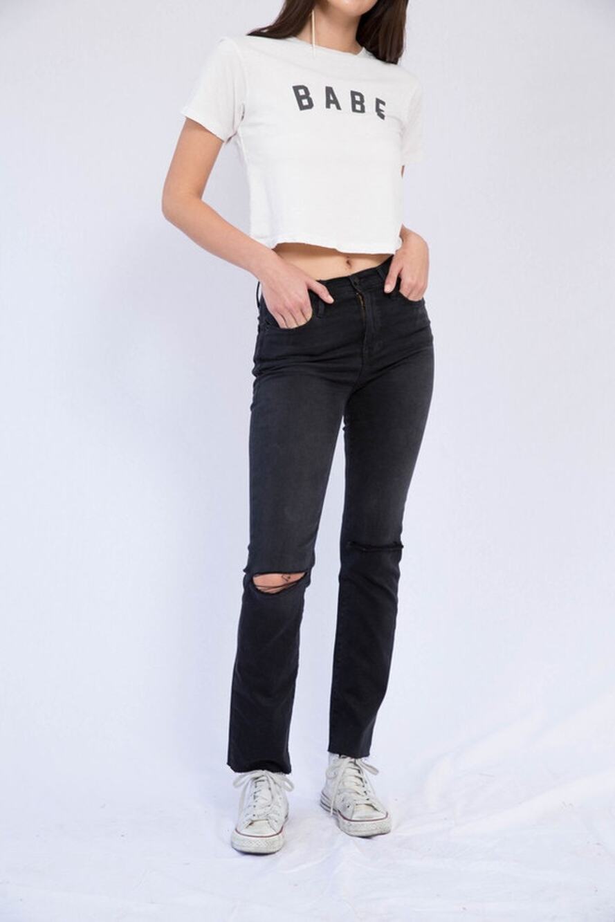 Frame Black Le High Straight Raw Edge Jeans Molony Size 26 2